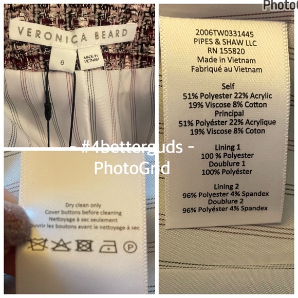 New Veronica Beard “Theron” Tweed Double Breasted Tailored Trim Jacket Size 6 - Picture 12 of 16